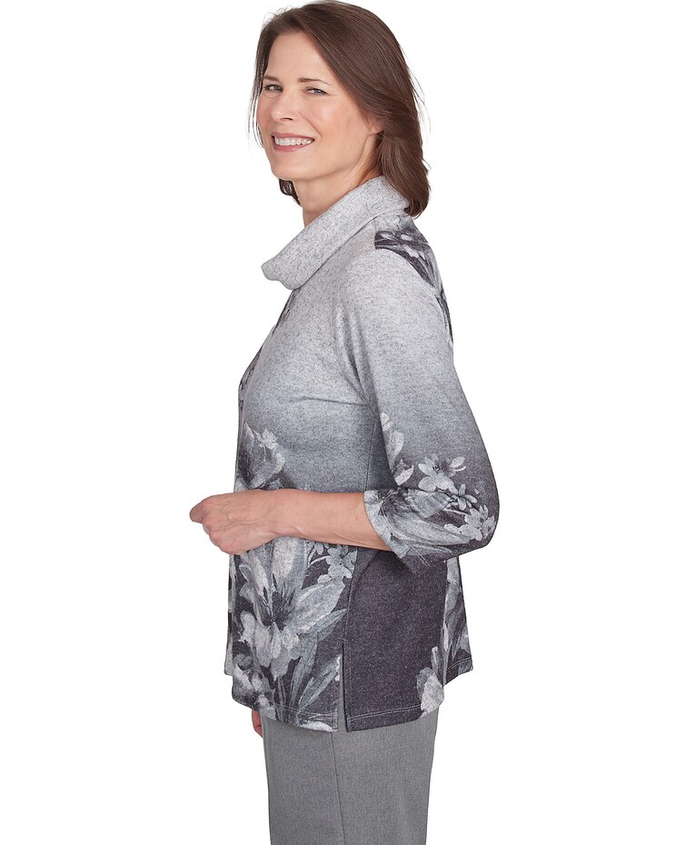 Alfred Dunner® Copenhagen Dramatic Floral Cowl Neck Sweater image number 4