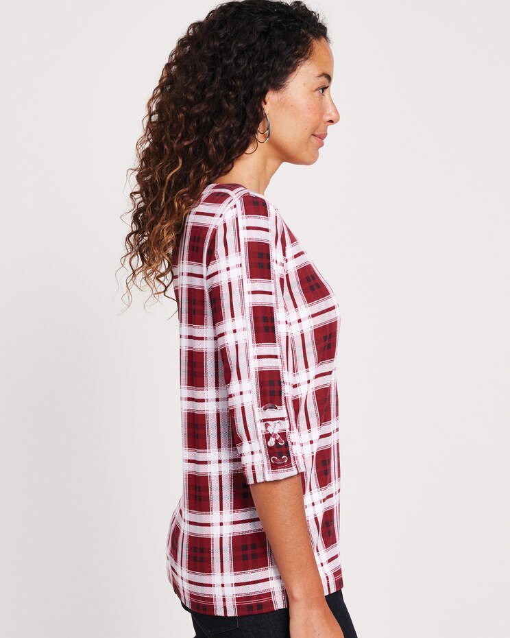 Three-Quarter Sleeve Criss-Cross Sailor Top image number 2