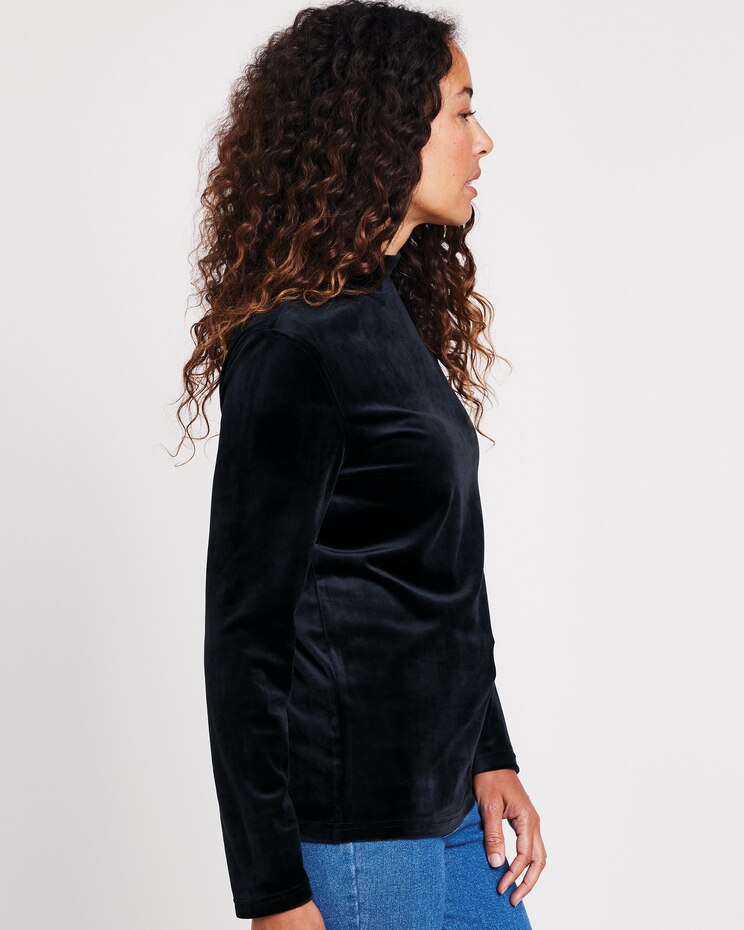 Velour Mock Neck Top image number 3