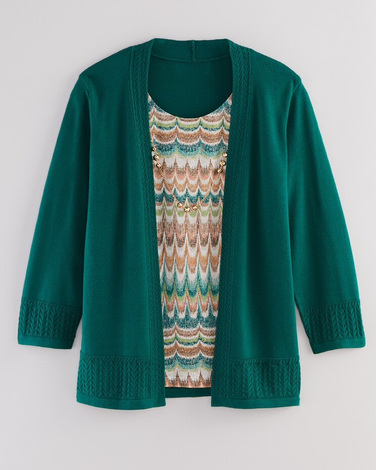 Alfred Dunner® Emerald Isle Biadere Texture Inner 2-in-1 Sweater image number 1