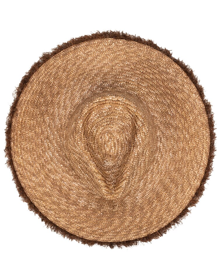 No Retouch- Wheat Straw Fedora With Frayed Raffia Trim Hat image number 2
