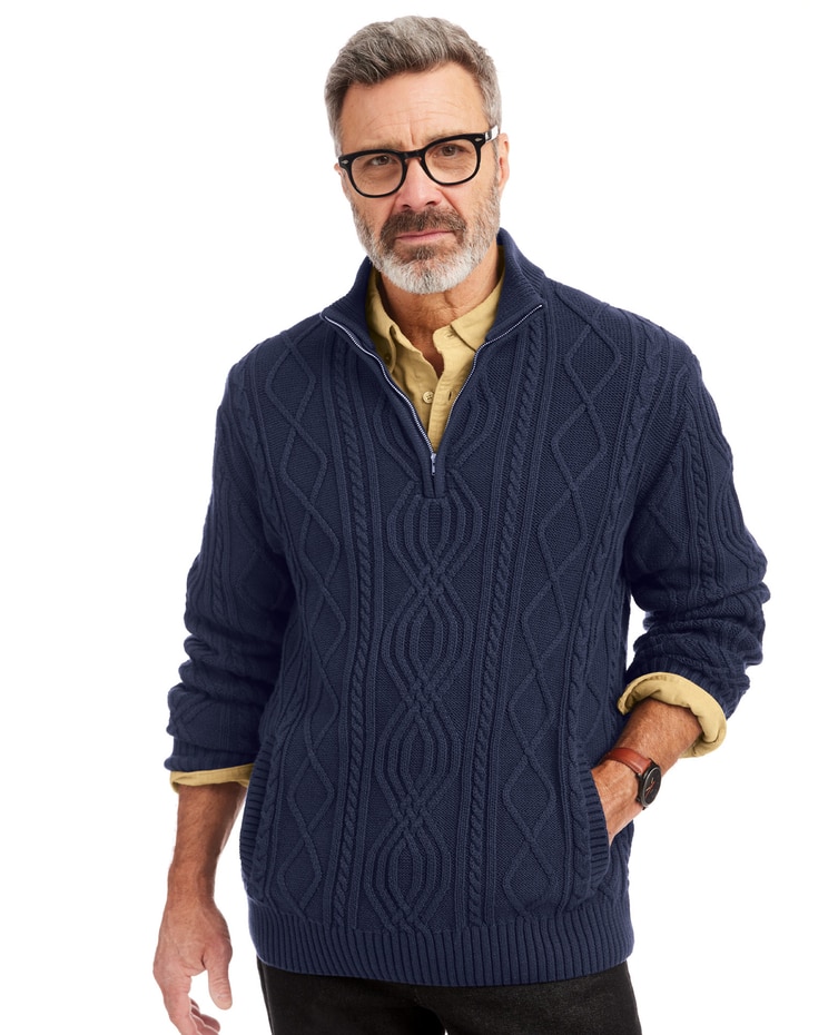 John Blair Quarter-Zip Fisherman Sweater image number 1