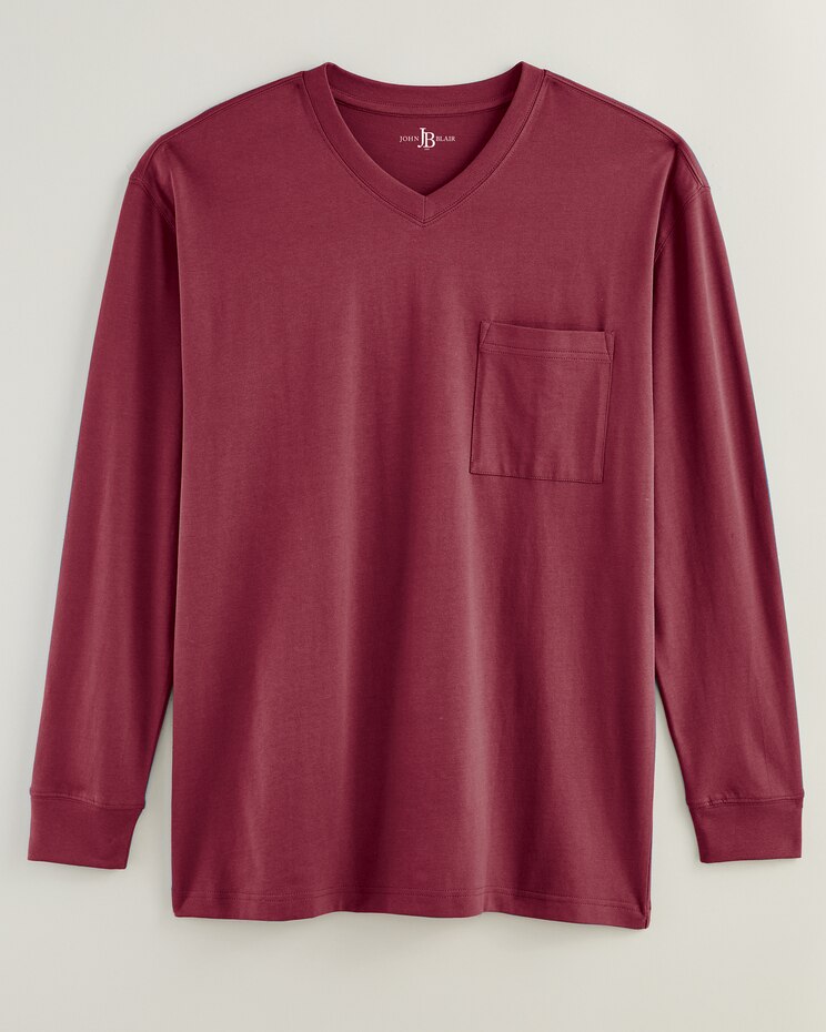 John Blair® Everyday Jersey Knit Long-Sleeve Pocket V-Neck Tee image number 1