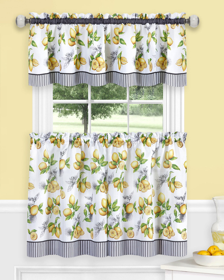 Lemon Drop Tier and Valance Window Curtain Set image number 1