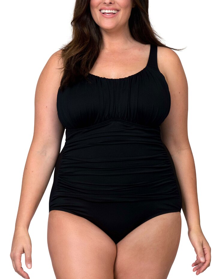 Caribbean Sand Ruched Plus Size Swimwear Sizing One Piece Swimsuit with Tummy Control image number 1