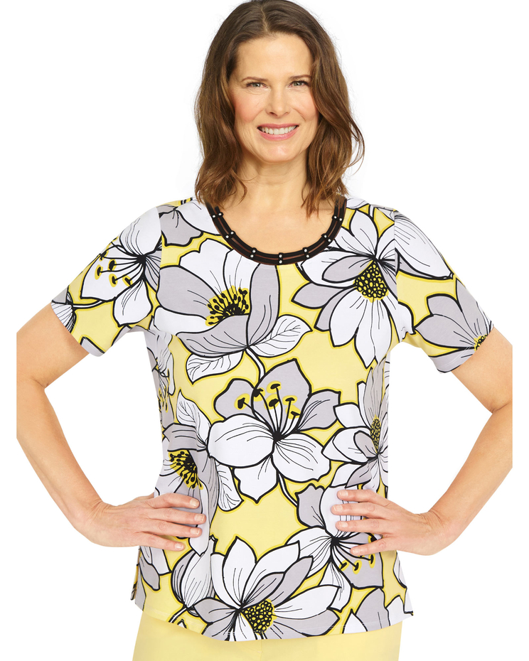 Alfred Dunner® Summer In The City Dramatic Flower Double Strap Tee image number 1