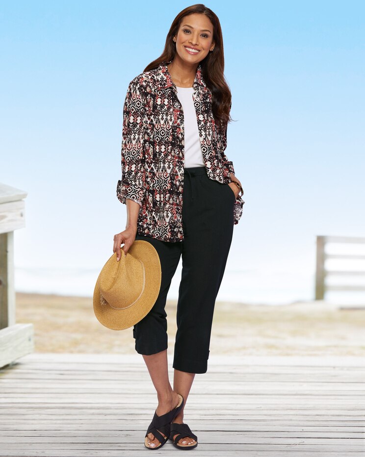 Ikat-Print Crinkle Shirt image number 3