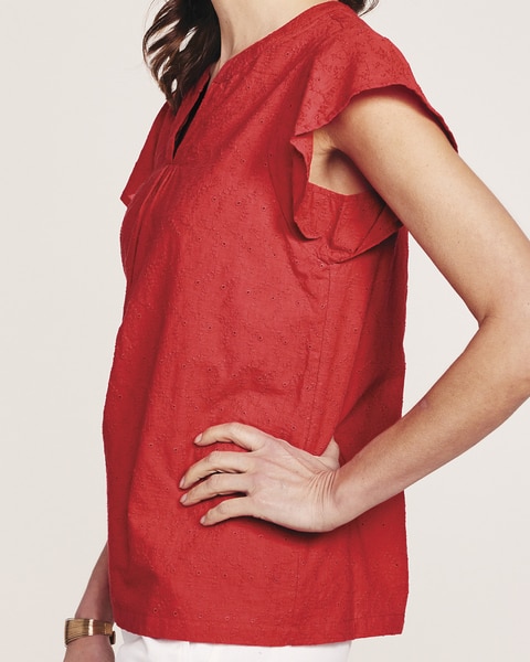 Short Sleeve Eyelet Top