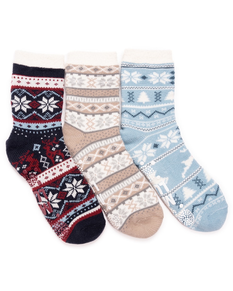 MUK LUKS Women's 3 Pair Pack 2 Layer Ankle Socks image number 1