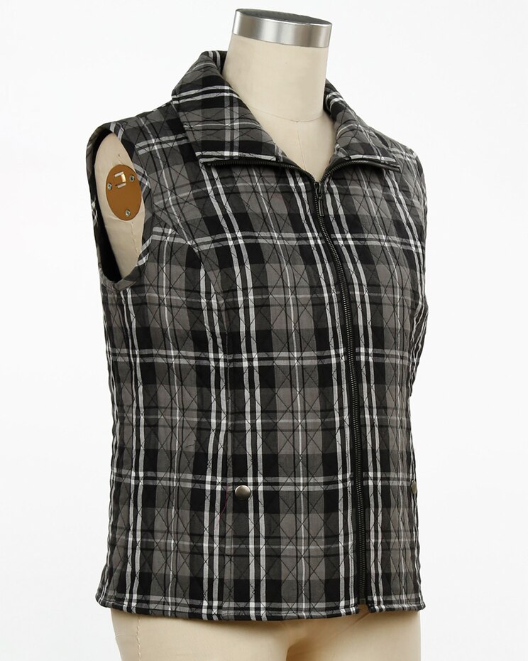 Southern Lady Tia Quilted Plaid Vest image number 1