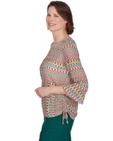 Alfred Dunner® Emerald Isle Spliced Texture Top With a Drawstring Hemline thumbnail number 4