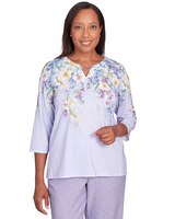 Alfred Dunner® Isn't It Romantic Spring Flower Split Neck Top thumbnail number 1