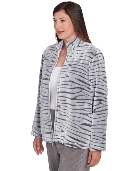 Alfred Dunner® Copenhagen Fuzzy Sculpted Zebra Animal Jacket