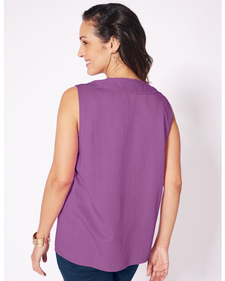Sleeveless Crochet Trim Top image number 3