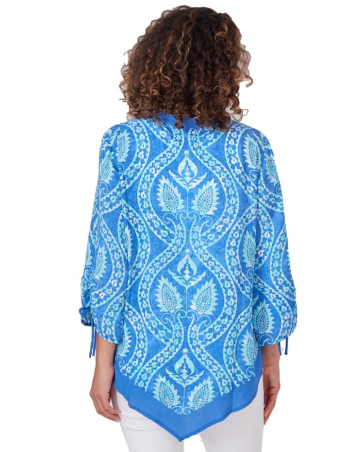 Ruby Rd® Bali Blue Woven Polynesian Top image number 2