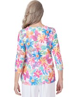 Alfred Dunner® Paradise Island Floral & Butterfly Pleated Ruffle Top thumbnail number 2