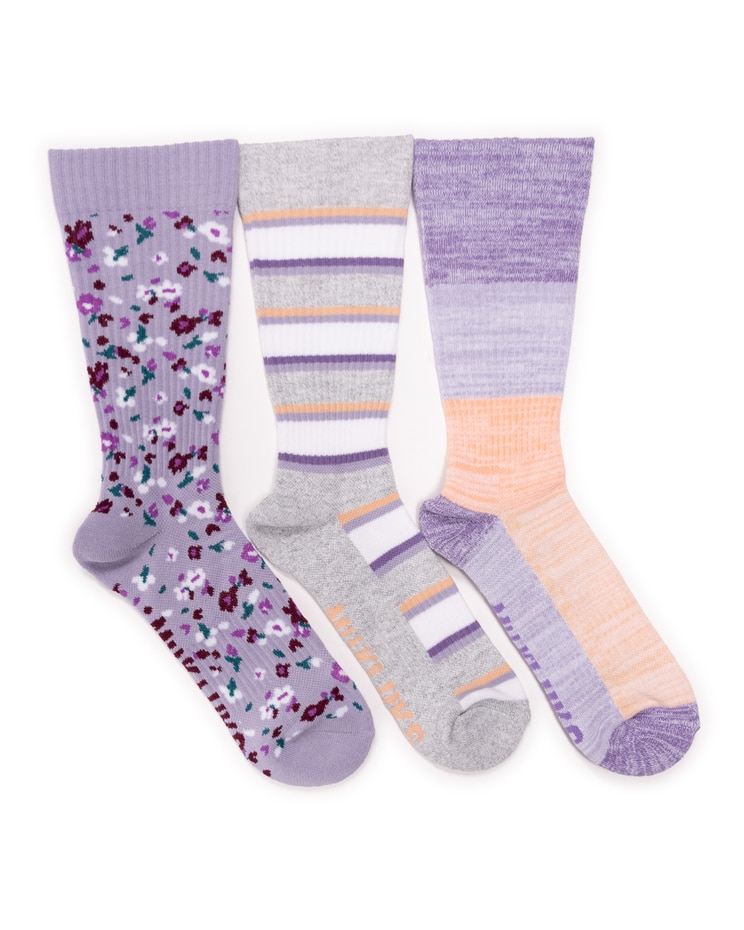 MUK LUKS® Women's 3 Pack Cotton Compression Crew Socks image number 1