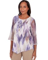Alfred Dunner® Charm School Chevron Popcorn Knit Top thumbnail number 3