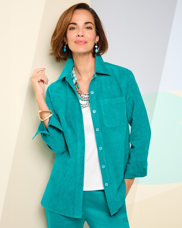 Microsuede Long Sleeve Shirt Jacket image number 1