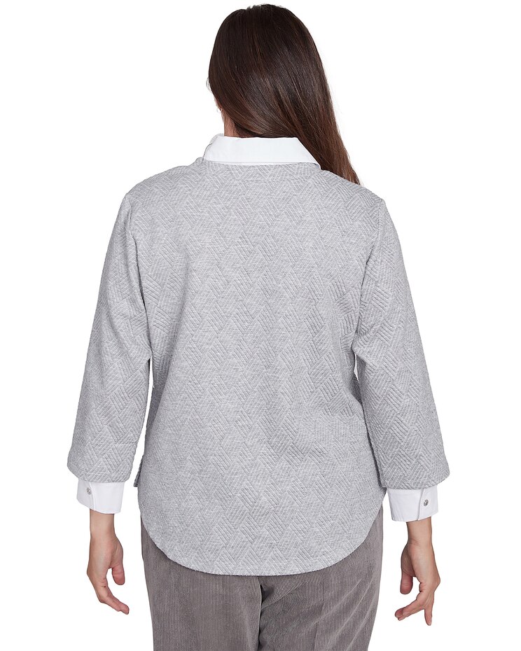 Alfred Dunner® Copenhagen Collar Layered Winter White Sweater image number 2