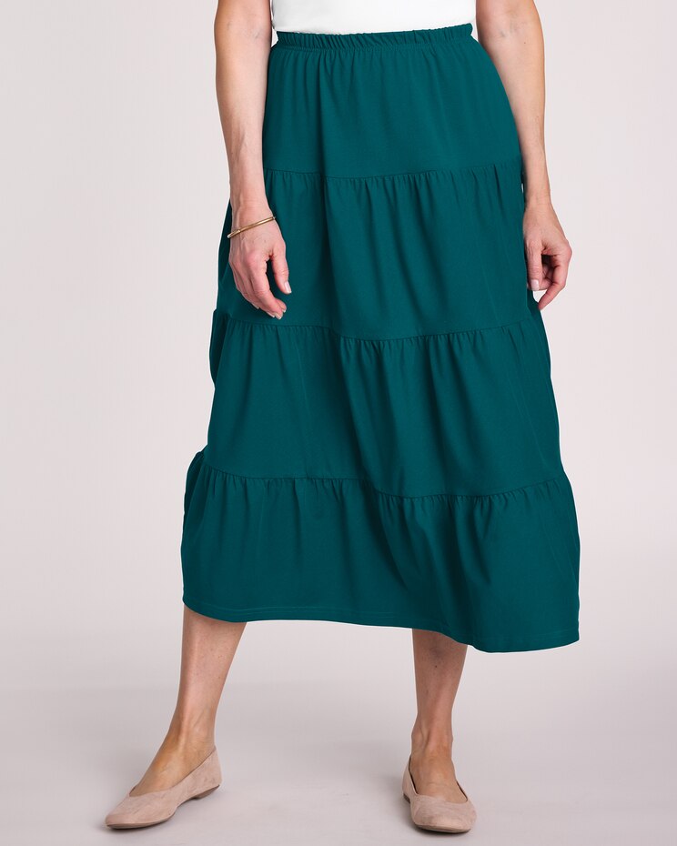 Haband Women's Jersey-Knit Tiered Midi Skirt image number 1
