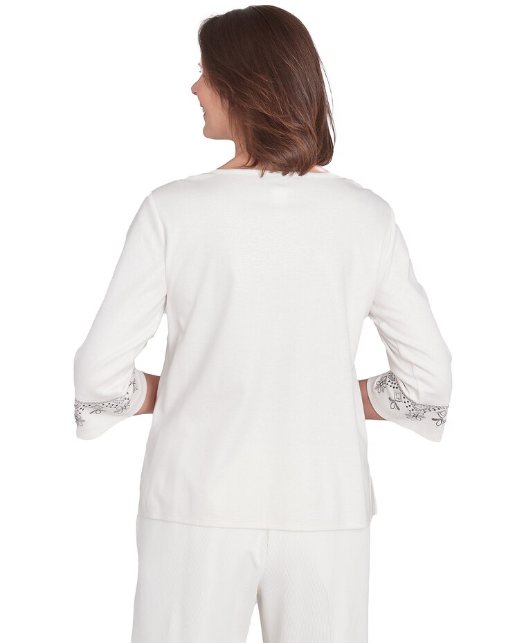 Alfred Dunner® Copenhagen Medallion Collar Embroidery Top image number 2