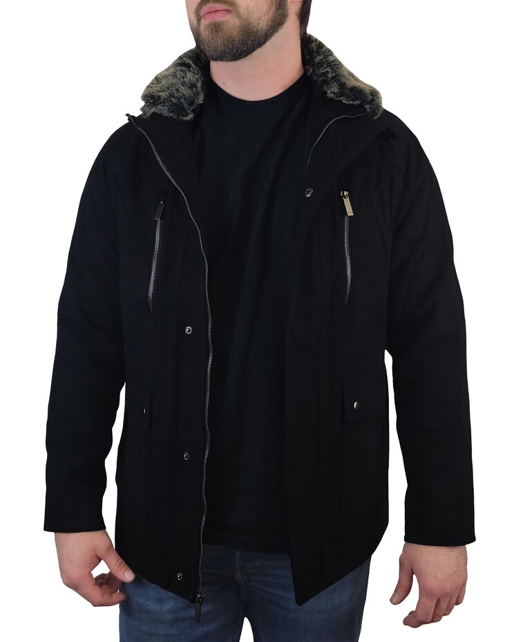Victory Detachable Faux Fur Collar Wool Blend Coat image number 1