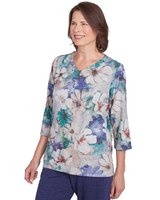 Alfred Dunner® French Quarter Watercolor Floral Melange Top With Pockets thumbnail number 3