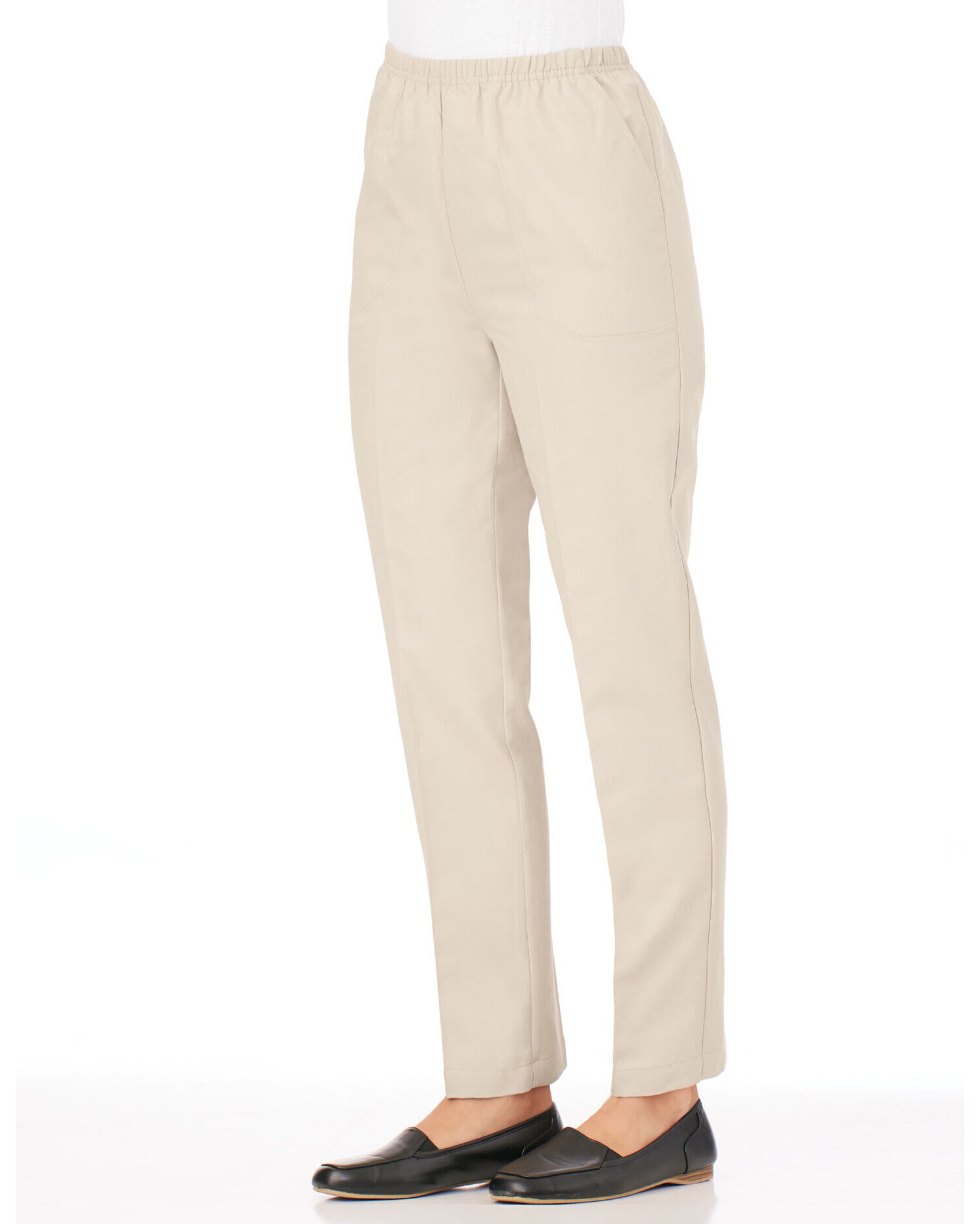 Women's cotton twill pants elastic waist online