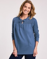Essential Knit Brushed Peasant Top thumbnail number 1