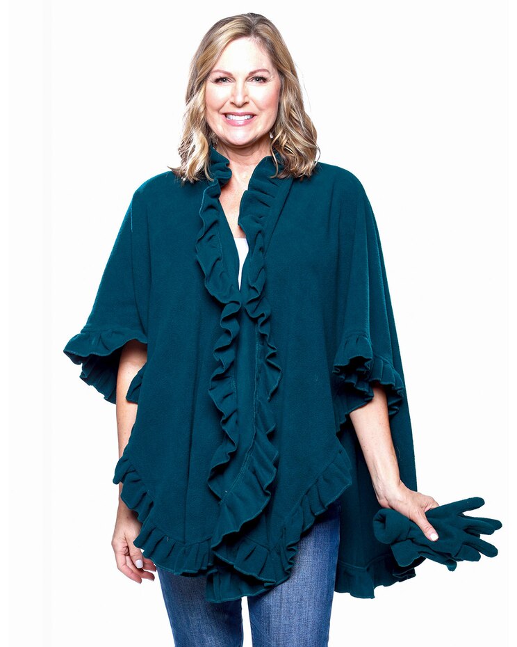 Ruffle Fleece Wrap & Glove Set image number 1
