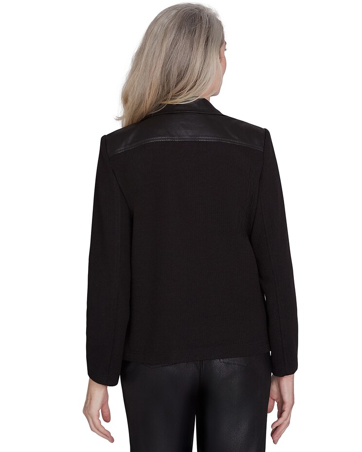 Alfred Dunner® Rue Rivoli Faux Leather Jacket With Knit Sleeves image number 2