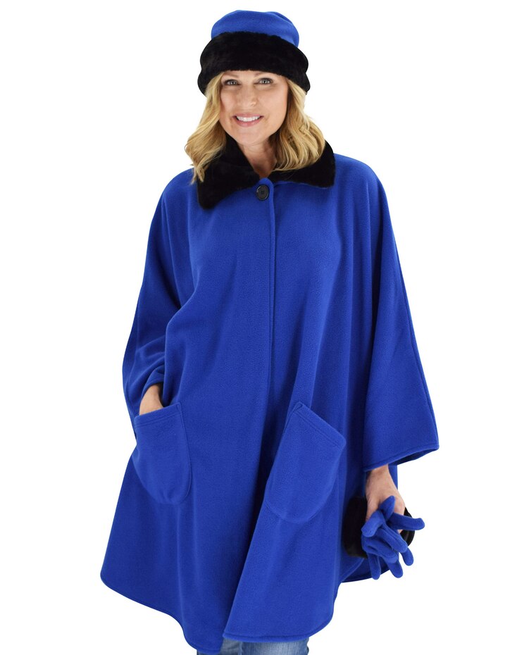 Faux Fur Fleece Wrap,Glove & Hat Set image number 1