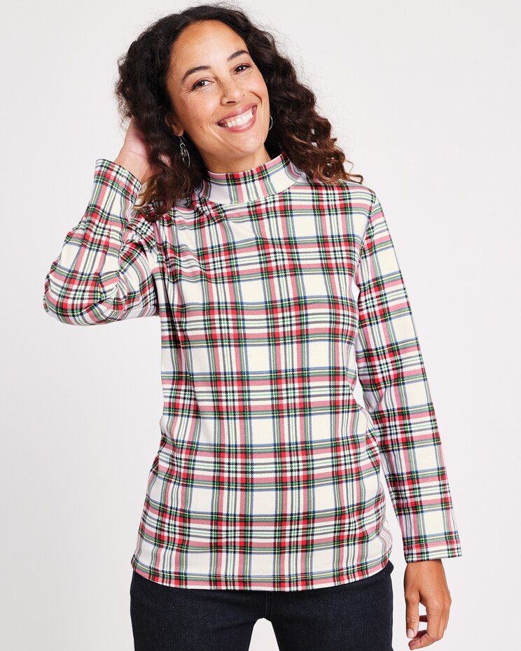 Essential Knit Patterned Mock Top image number 1