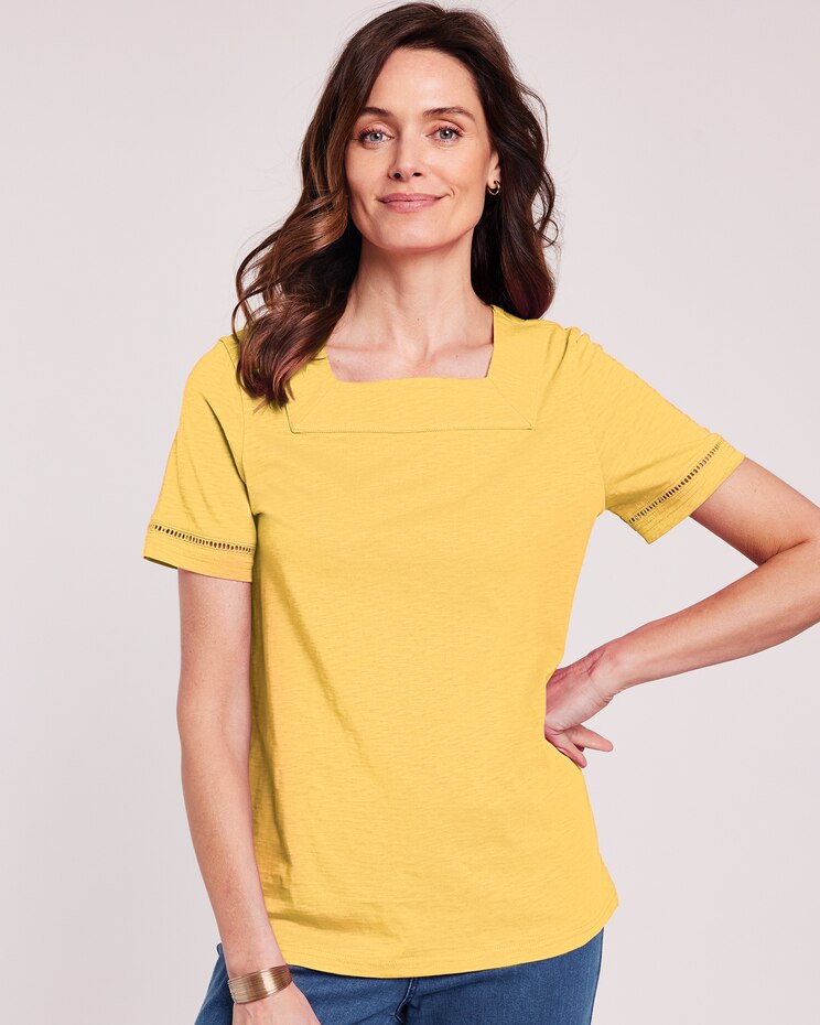 Slub Knit Square Neck Top image number 1