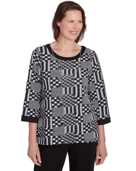 Alfred Dunner® Runway Ready Houndstooth Textured Top