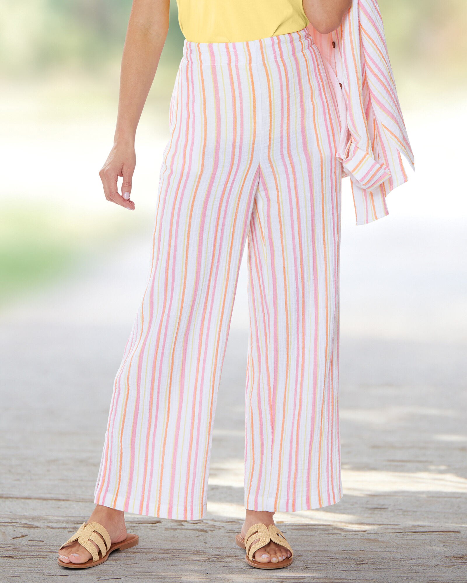 トップス HARGUEDRYCOTTONPLANESWEATFOODIE PANTS Nantucket Cotton Stripe Pants | Blair