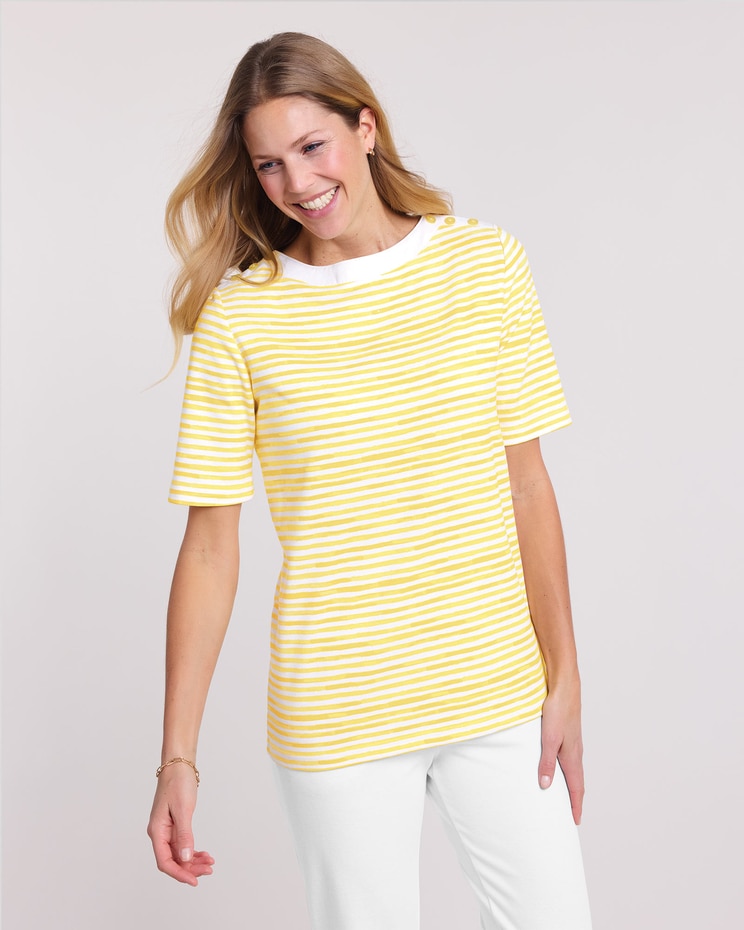 Essential Knit Boatneck Button Trim Top image number 1