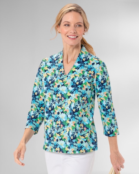 Prima™ Cotton Leafy Floral Narrow-V Tee