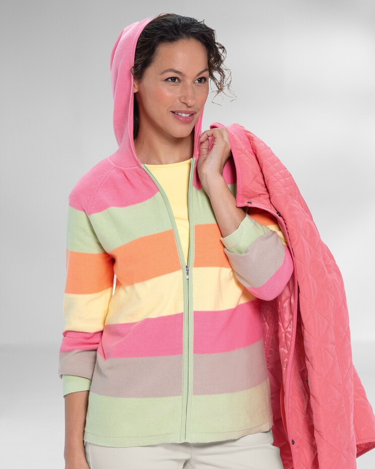 Wide Stripe Zip-Front Hoodie image number 1