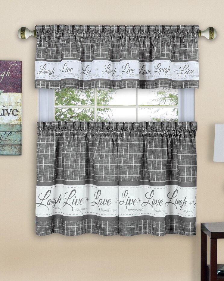 Live, Love, Laugh Window Curtain Tier Pair and Valance Set image number 1
