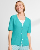 Linen/Cotton Elbow-Sleeve Cardigan  thumbnail number 1