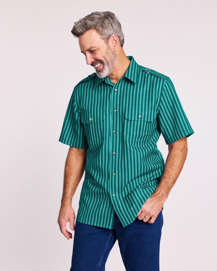John Blair® Short-Sleeve Linen-Look Pilot Shirt image number 1