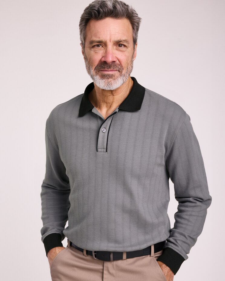 John Blair Long-Sleeve Textured Polo image number 1