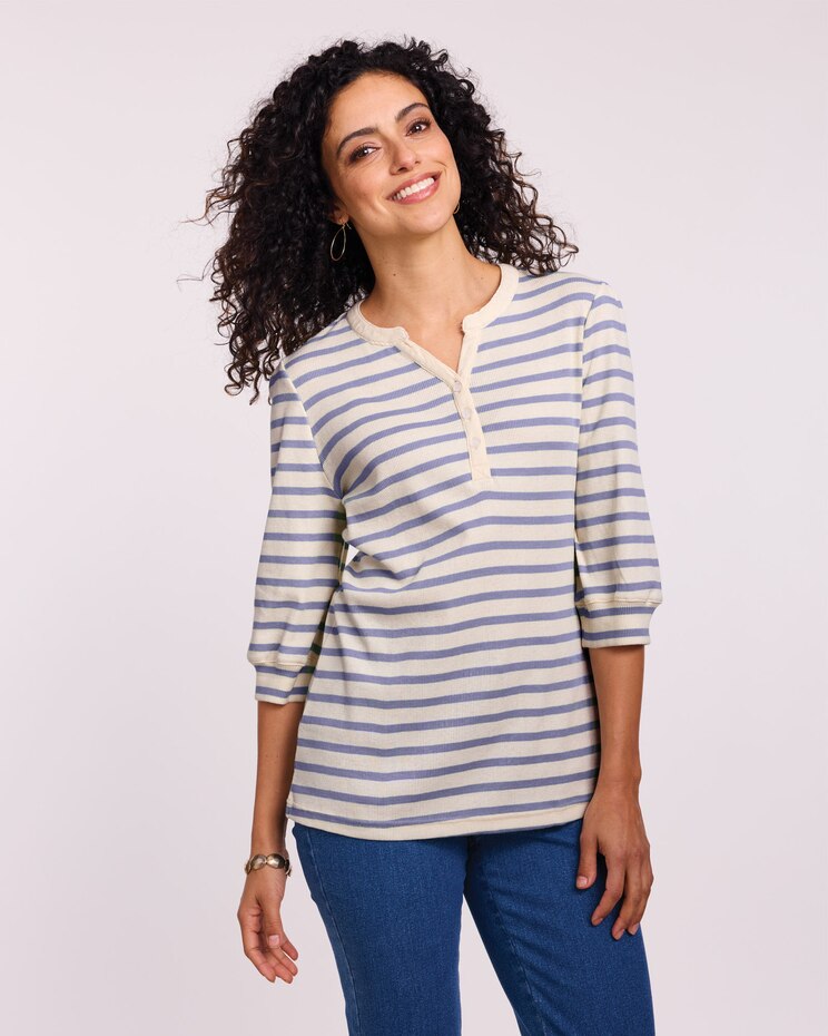 Ribbed Henley Top image number 1