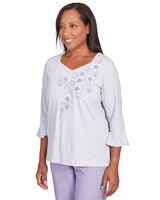 Alfred Dunner® Isn't It Romantic Floral Applique Sweetheart Neck Top thumbnail number 3