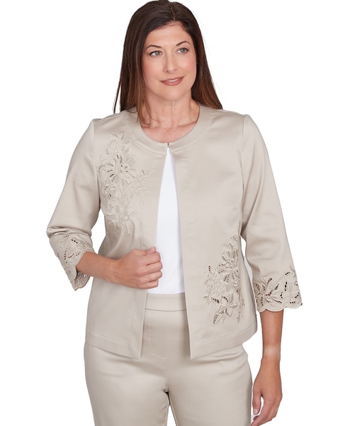 Alfred Dunner® Coming Up Roses Floral Cut Out Sateen Jacket