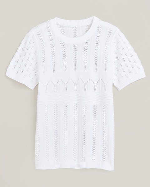 Short Sleeve Pointelle Sweater