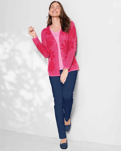 Textured Floral Jacquard Cardigan