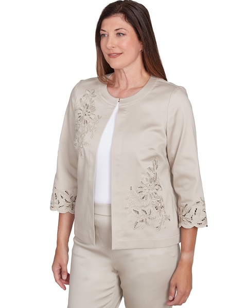 Alfred Dunner® Coming Up Roses Floral Cut Out Sateen Jacket